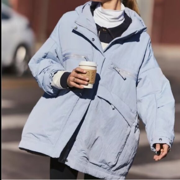 FREE PEOPLE FP MOVEMENT BILLIE BOXIE LAVENDER CINCHED PARKA HOOD OVERSIZE JACKET - Picture 6 of 12